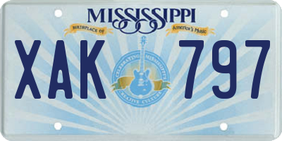 MS license plate XAK797