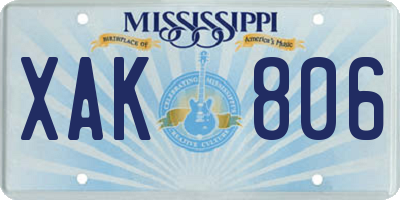 MS license plate XAK806