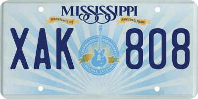 MS license plate XAK808