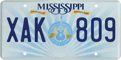 MS license plate XAK809
