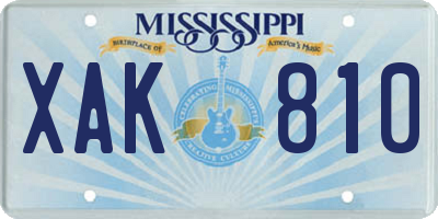 MS license plate XAK810
