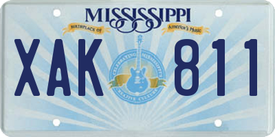 MS license plate XAK811