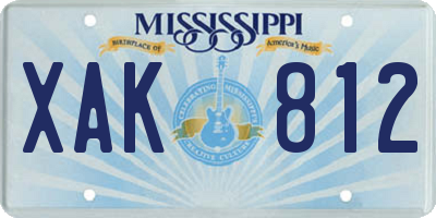 MS license plate XAK812