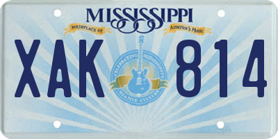 MS license plate XAK814
