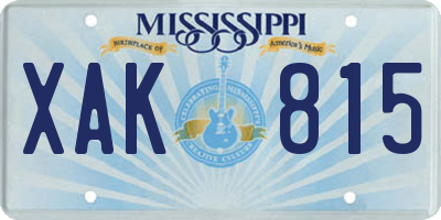 MS license plate XAK815
