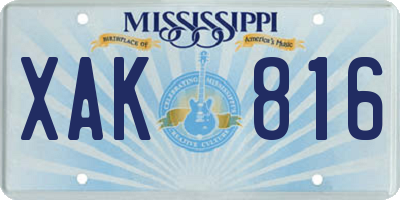 MS license plate XAK816