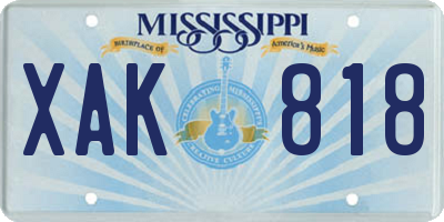 MS license plate XAK818
