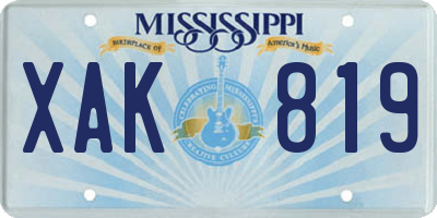MS license plate XAK819