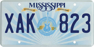 MS license plate XAK823