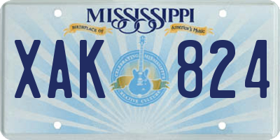 MS license plate XAK824