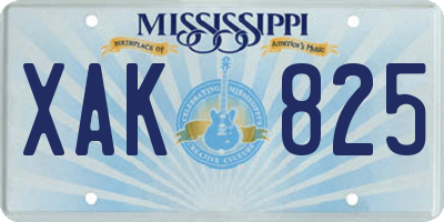 MS license plate XAK825
