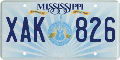 MS license plate XAK826