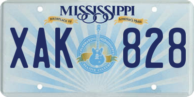 MS license plate XAK828