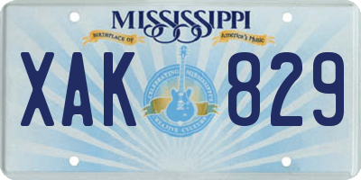 MS license plate XAK829