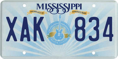 MS license plate XAK834