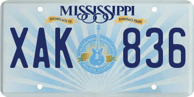 MS license plate XAK836