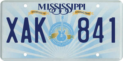 MS license plate XAK841