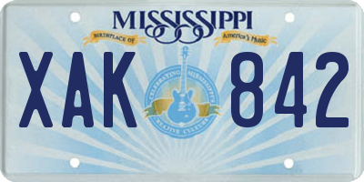 MS license plate XAK842