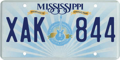 MS license plate XAK844