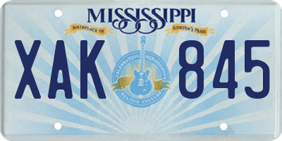 MS license plate XAK845
