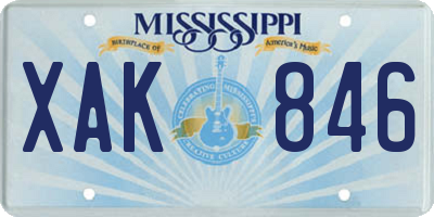 MS license plate XAK846