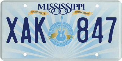 MS license plate XAK847