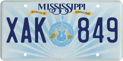 MS license plate XAK849