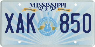 MS license plate XAK850