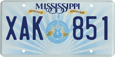 MS license plate XAK851