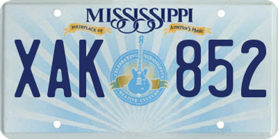 MS license plate XAK852