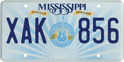 MS license plate XAK856