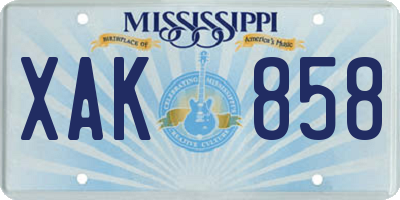 MS license plate XAK858