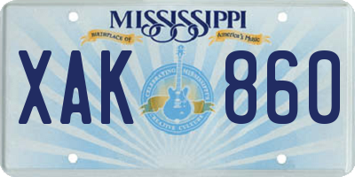 MS license plate XAK860