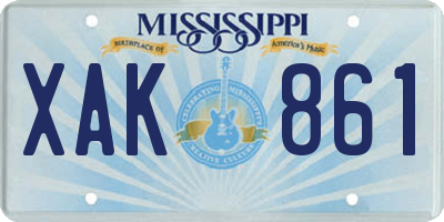MS license plate XAK861