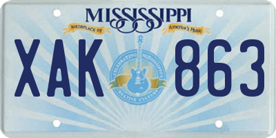 MS license plate XAK863