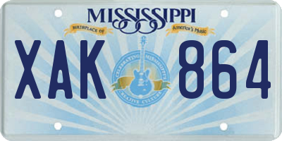 MS license plate XAK864