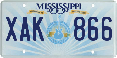 MS license plate XAK866