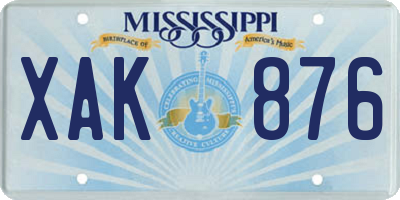 MS license plate XAK876