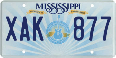 MS license plate XAK877