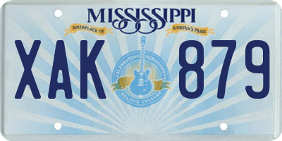 MS license plate XAK879
