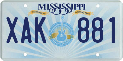 MS license plate XAK881