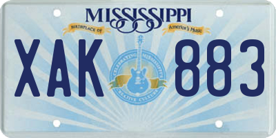 MS license plate XAK883
