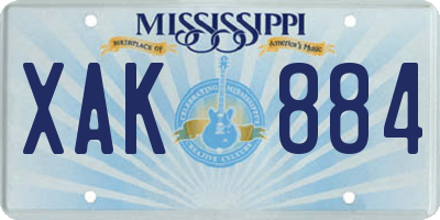MS license plate XAK884