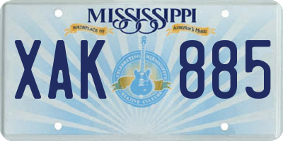 MS license plate XAK885