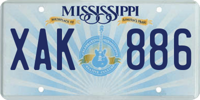 MS license plate XAK886