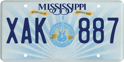 MS license plate XAK887