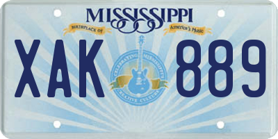 MS license plate XAK889