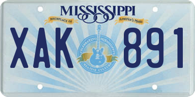 MS license plate XAK891