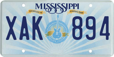 MS license plate XAK894