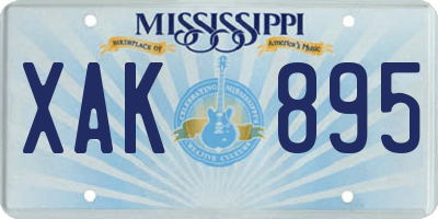 MS license plate XAK895
